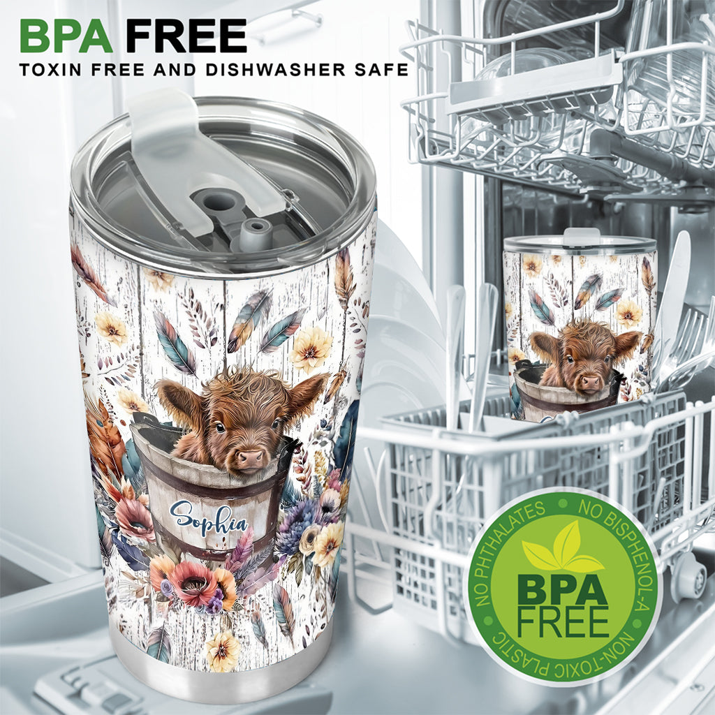 Hochlandkalb im Eimer - personalisierter Becher