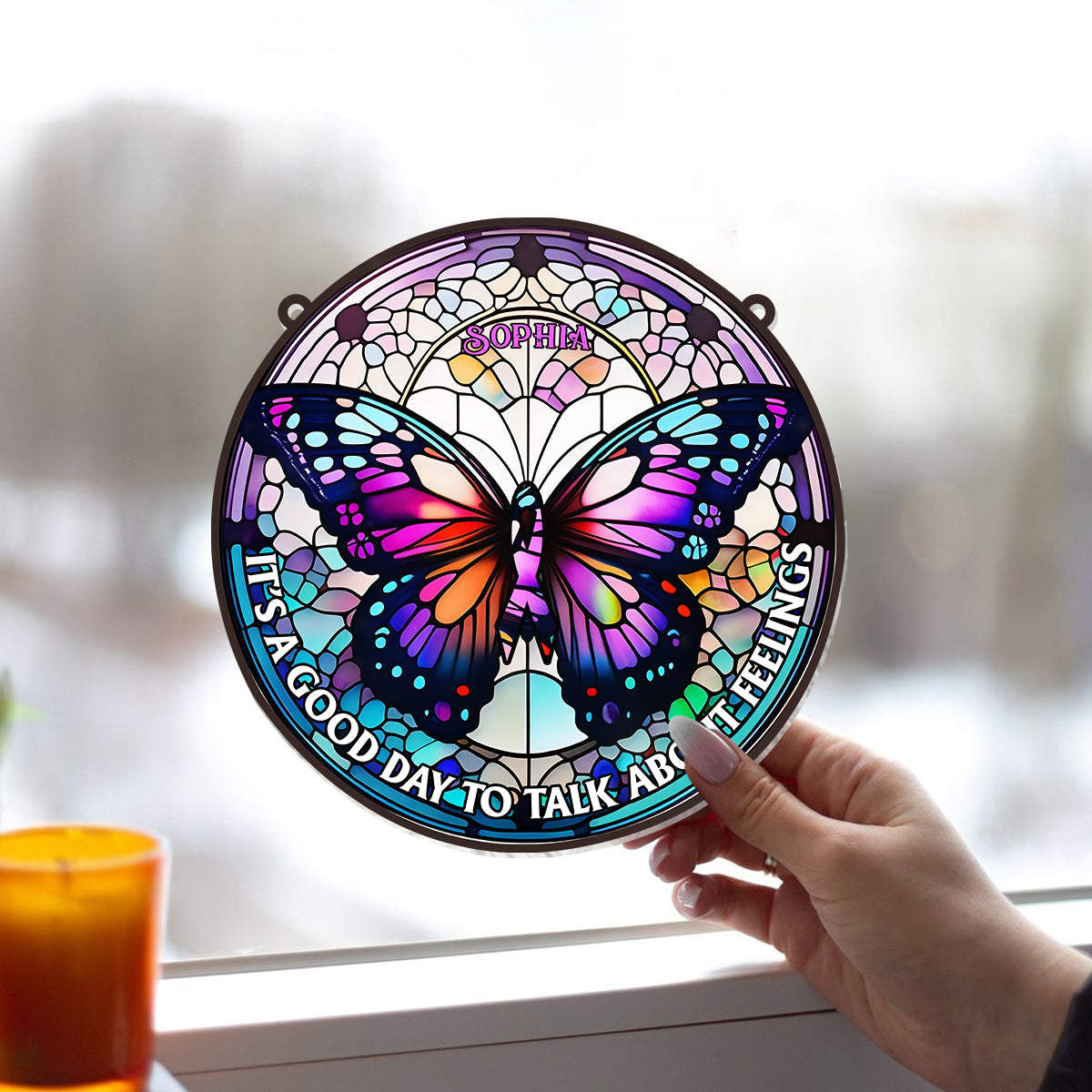 Heute ist ein guter Tag, um über Gefühle zu sprechen – Personalisierter Fensterhänger-Sonnenfänger