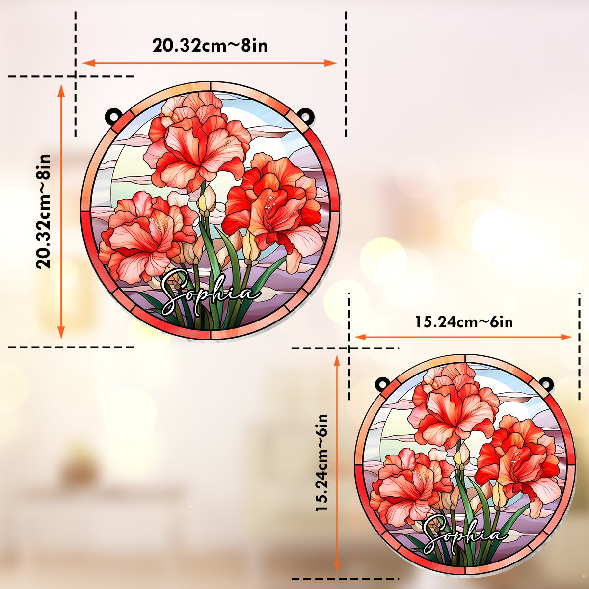 Geburtsmonatsblumen aus Buntglas – Personalisierter Geburtstags-Fensterhänger als Sonnenfänger 