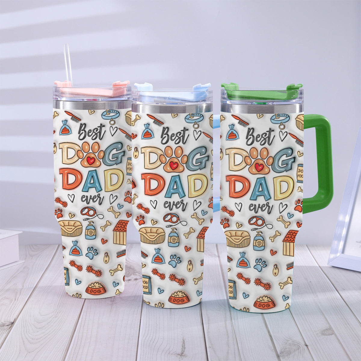 Best Dog Dad Ever - Personalized Father Tumbler With Handle