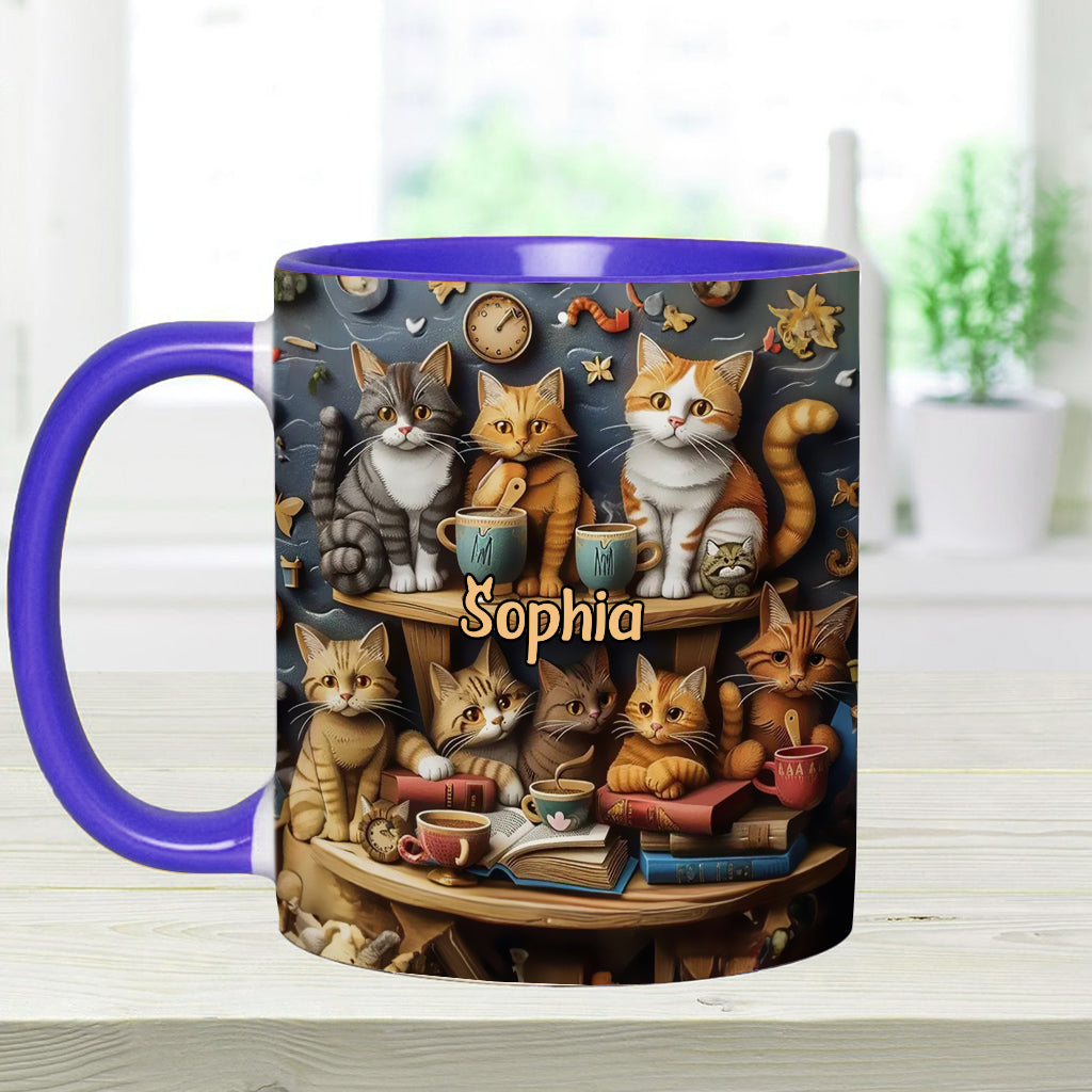 Einfach Katzen lieben – Personalisierte Tasse im Vintage-Stil mit Katzenmotiv
