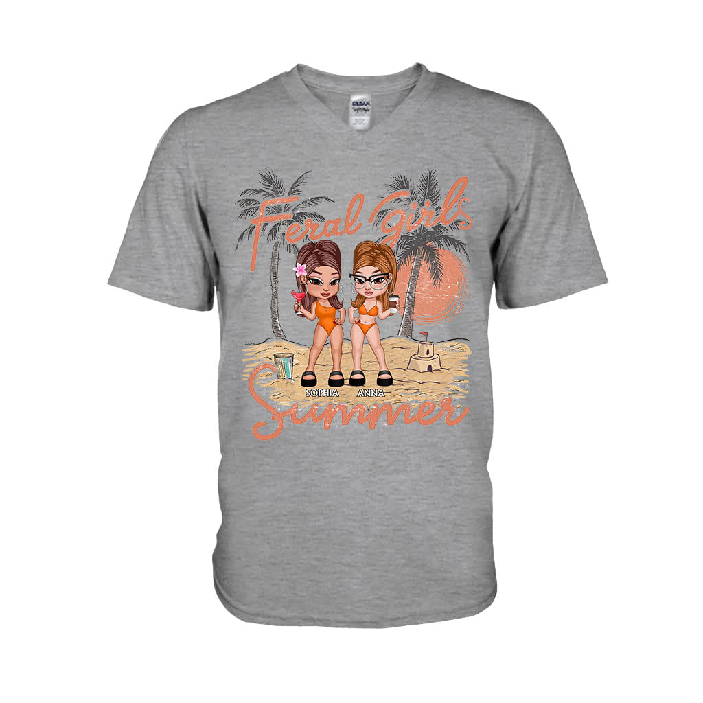 Feral Girls Sommer – Personalisiertes Bestie-T-Shirt und Hoodie