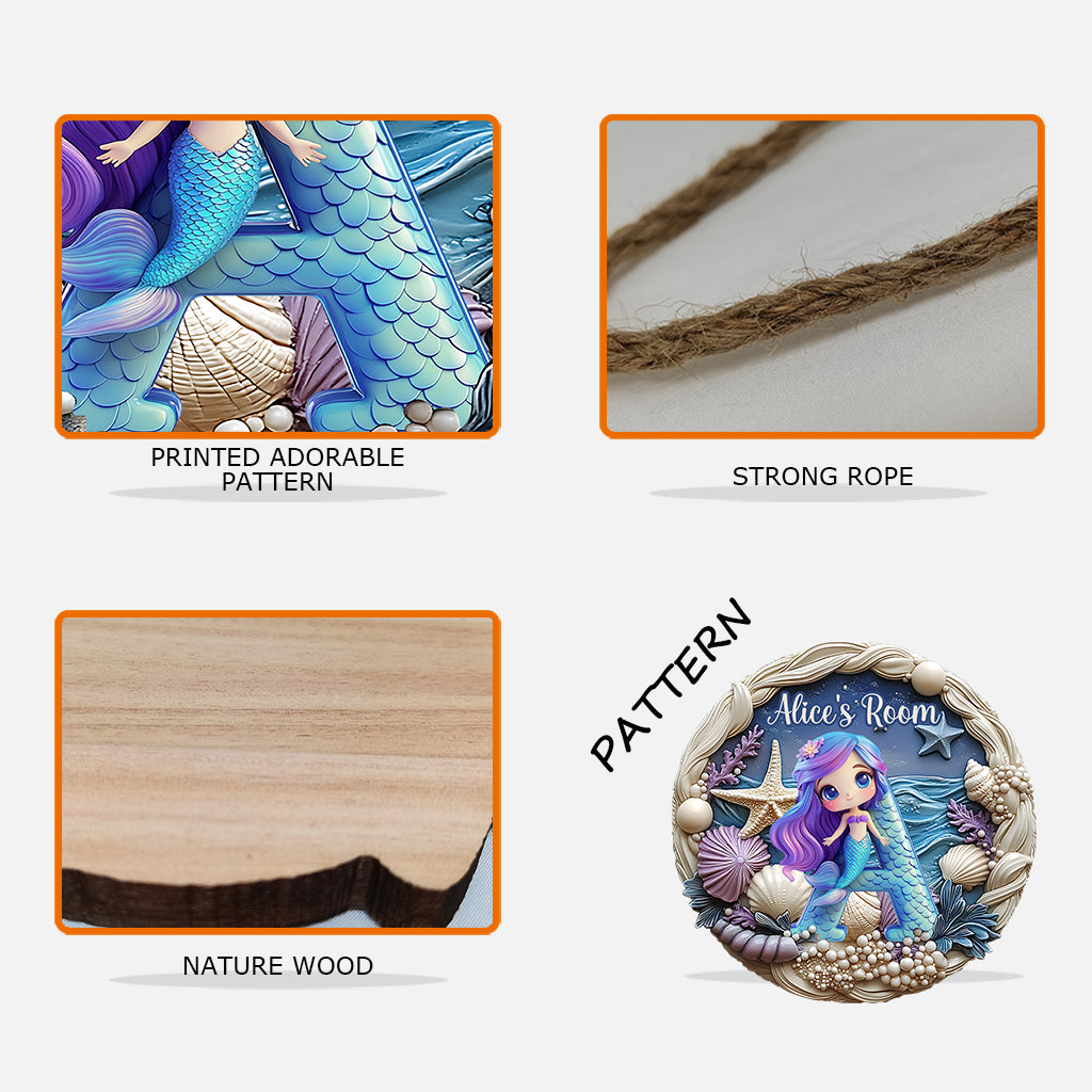 Wunderschöne Meerjungfrau – personalisiertes Holzschild in Kinderform