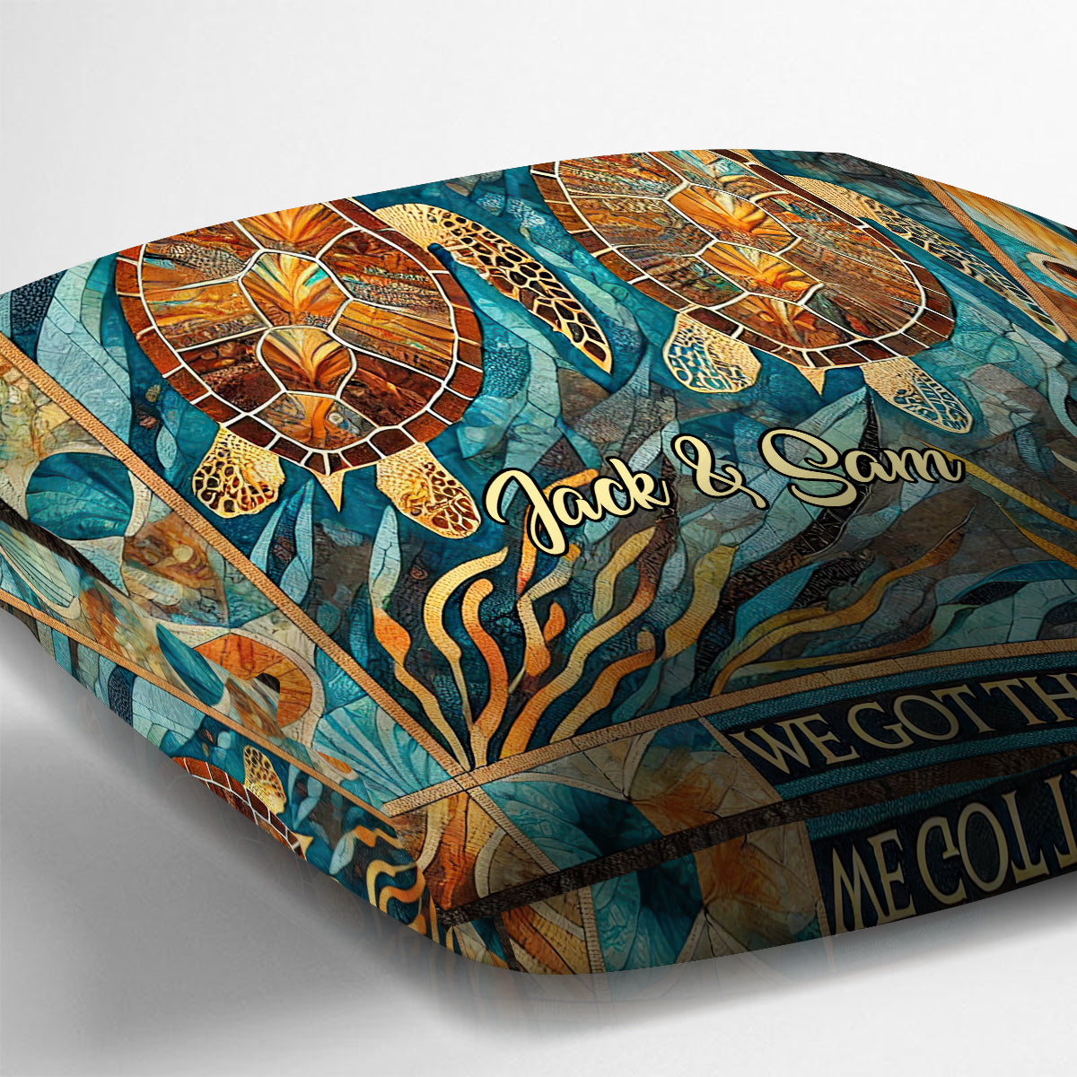 Du und ich, wir schaffen das – Personalisiertes Schildkröten-Kissen