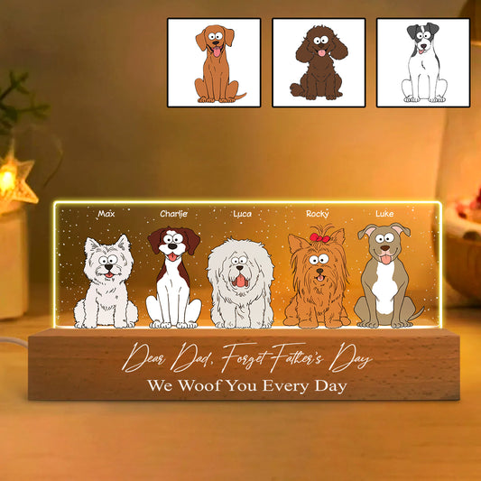 Vergiss den Vatertag, wir lieben dich jeden Tag – personalisierte LED-Nachtleuchte für Hunde
