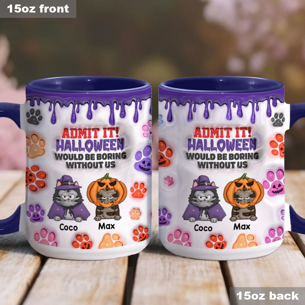 Halloween wäre ohne mich langweilig – personalisierte Tasse mit Katzenmotiv