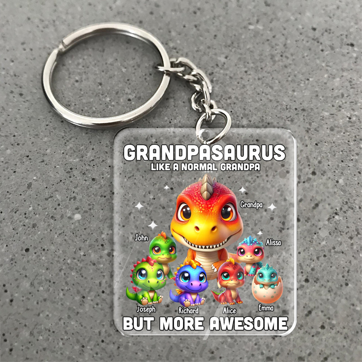 Daddysaurus Grandpasaurus 3D-Dinosaurier – Personalisierter Schlüsselanhänger für Väter