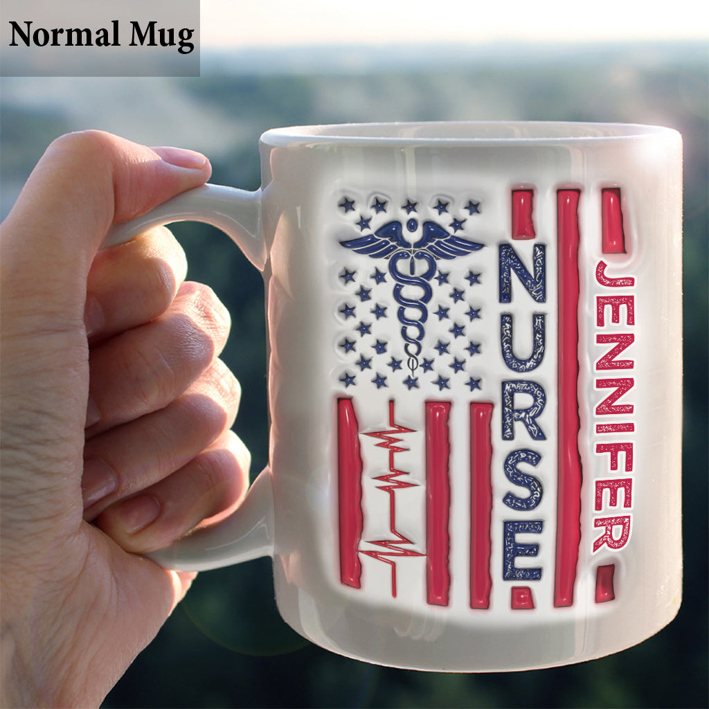Krankenschwester-Tasse zum patriotischen 4. Juli – Personalisierte Tasse für Krankenschwestern