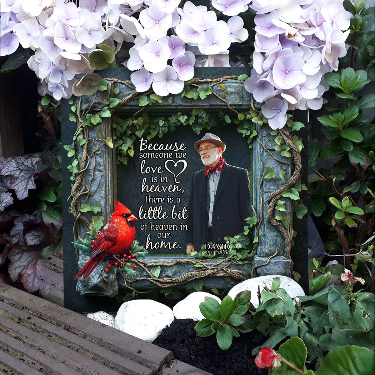 Du hast mir wunderschöne Erinnerungen hinterlassen – personalisierter Gedenkstein in quadratischer Form