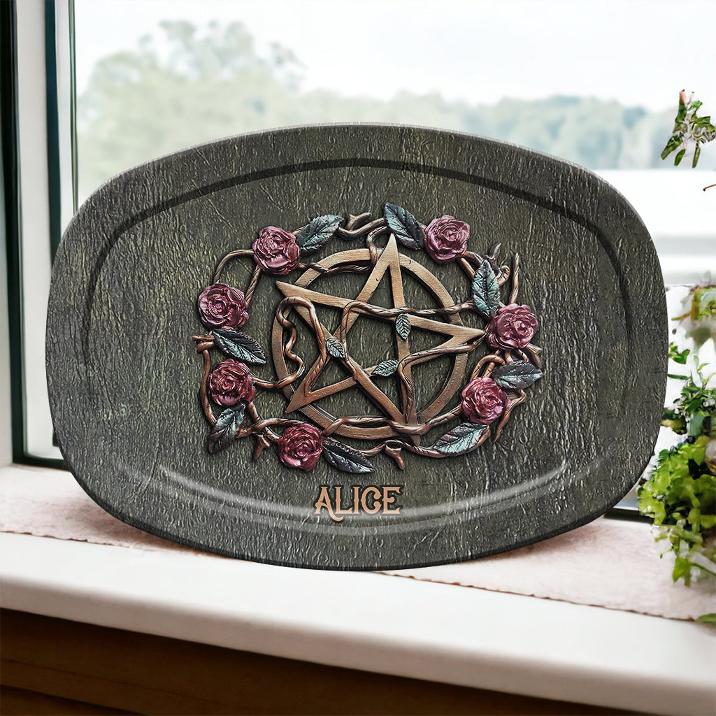 Mystische Hexe Antike Rosen - Personalisierter Hexenteller