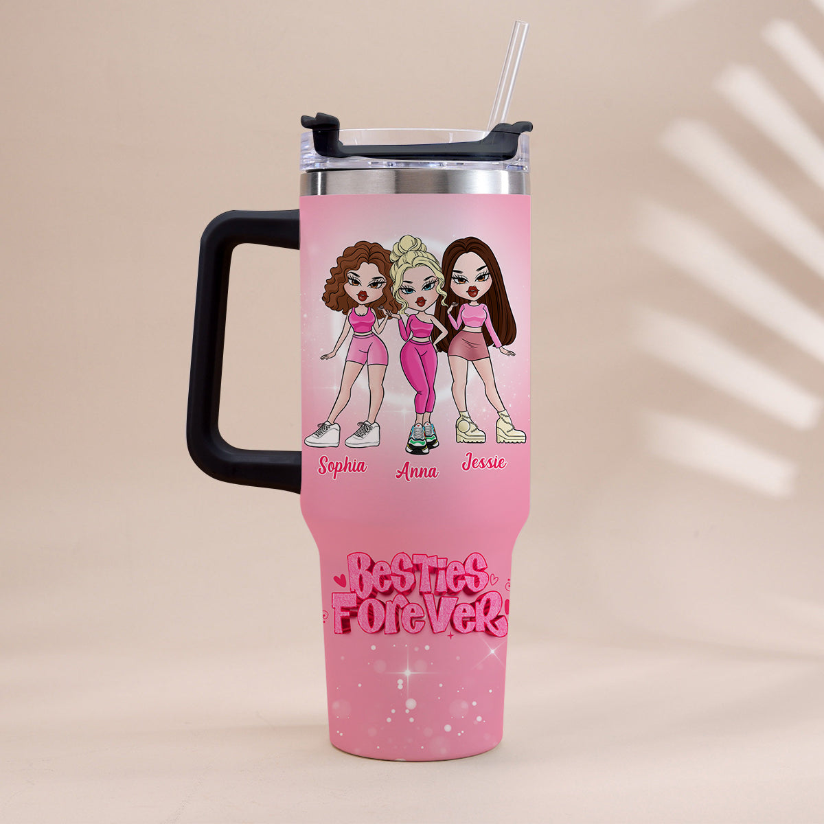 Für immer Freunde – Personalisierter Bestie-Becher mit Henkel