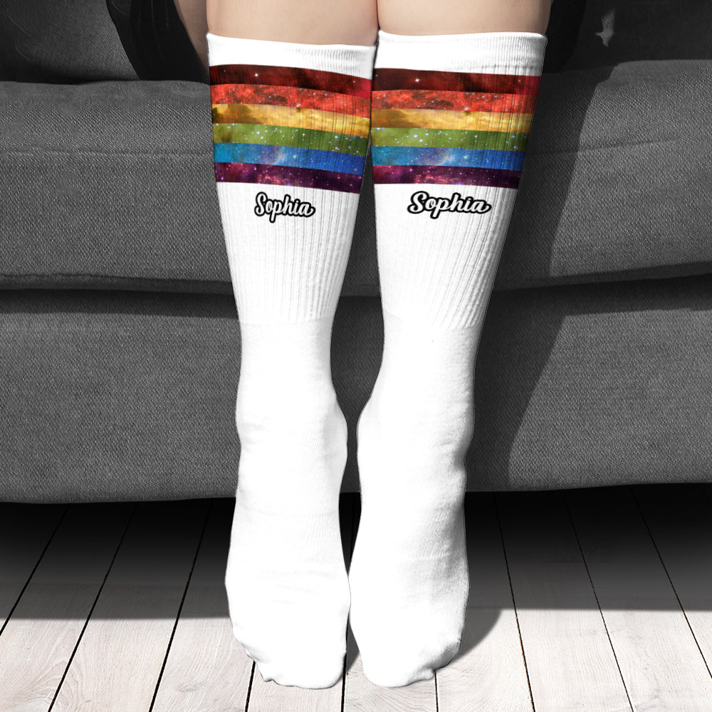 Pride Rainbow Galaxy - Personalized LGBT Support Socks