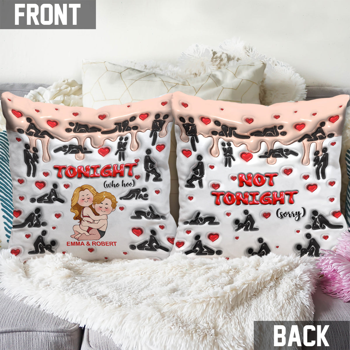 Heute Abend Who Hoo - Personalisiertes Pärchen-Zierkissen