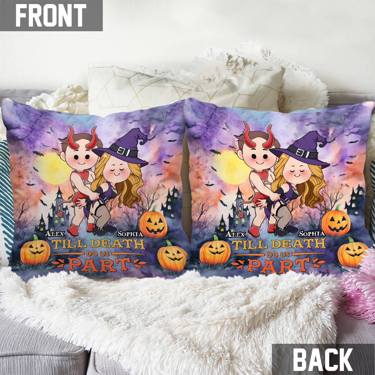 Bis dass der Tod uns scheidet – Personalisiertes Pärchenkissen