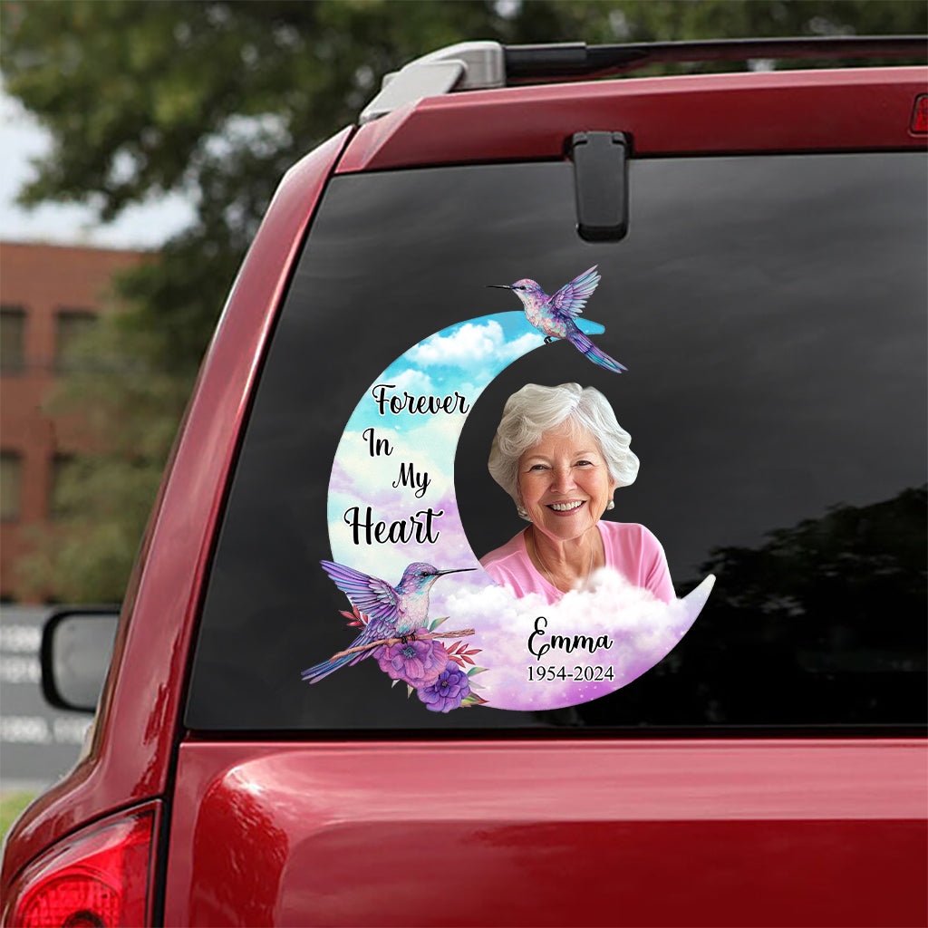 Für immer in meinem Herzen – Personalisierter Gedenkaufkleber (gestanzt)