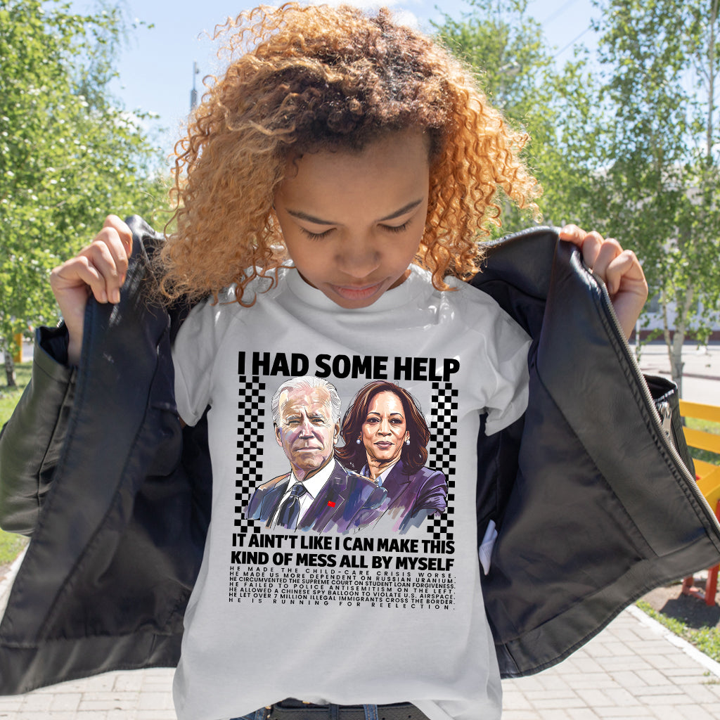 Biden Kamala „Ich hatte etwas Hilfe“-Shirt, Kamala Harris Shirt, Sarkastisches Wahlkampf-Shirt 2024, Trump Shirt, Humorvolles Politik-Shirt „Ich hatte etwas Hilfe“, Patriotisches T-Shirt