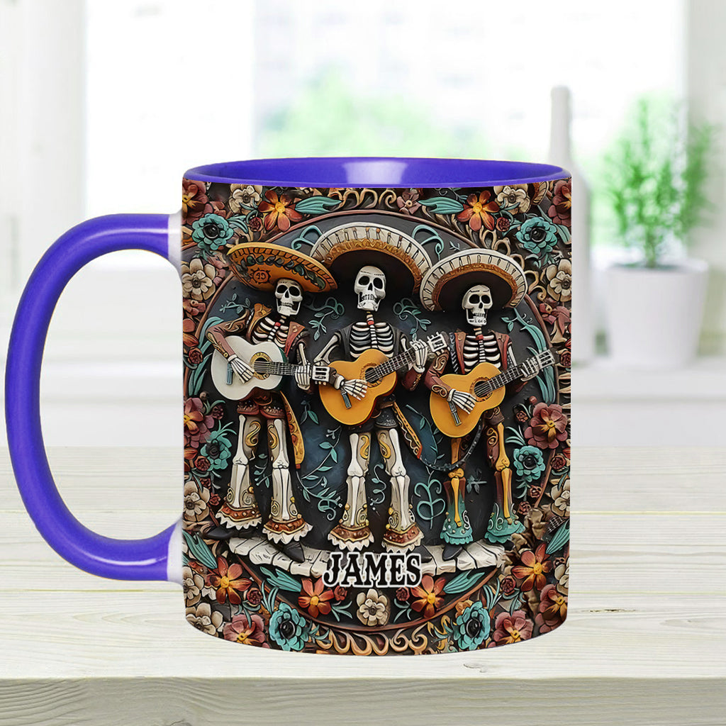 Skelett-Trio – Personalisierte Tasse mit Totenkopf-Akzent