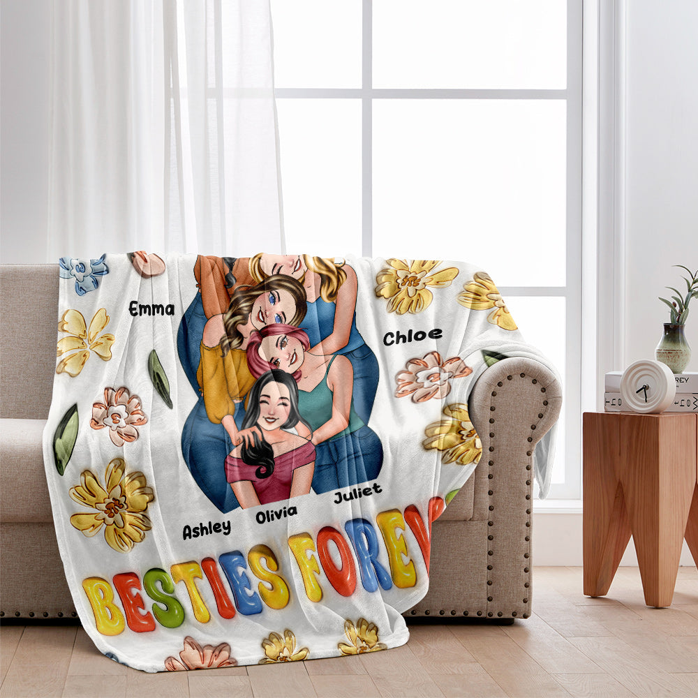 Beste Freundinnen für immer – Personalisierte Decke im Blumen-Design