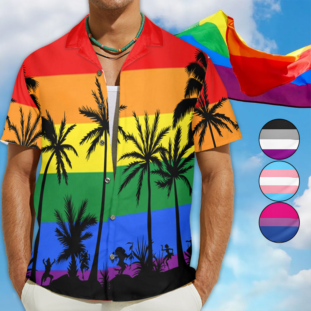 Pride Plam Tree - Personalized LGBT Support Hawaiian Shirt