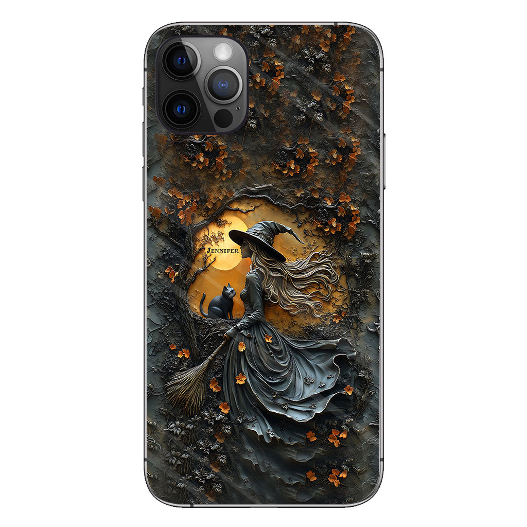 Wunderschöne Hexe & ihre schwarze Katze – personalisierte Hexen-Handyhülle