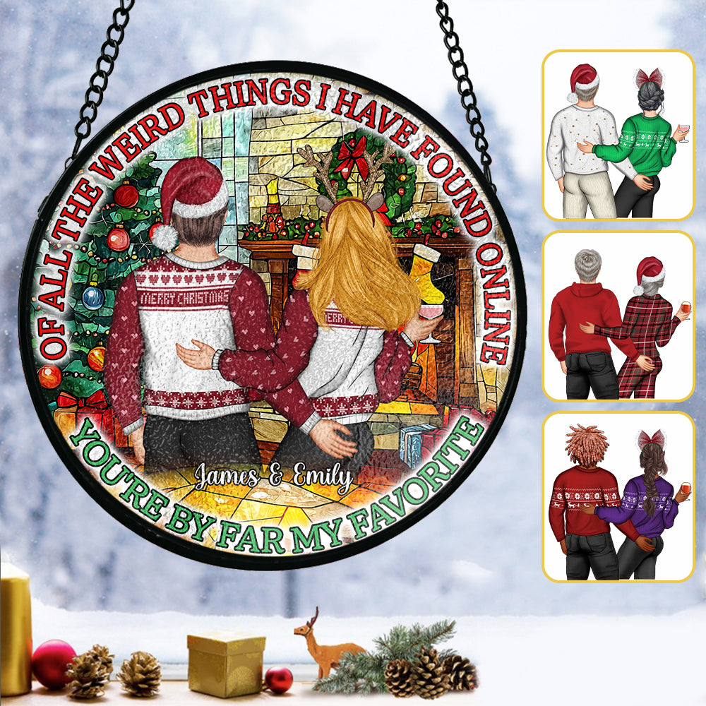 Du bist mit Abstand mein Favorit – Personalisierter Buntglas-Sonnenfänger für Paare