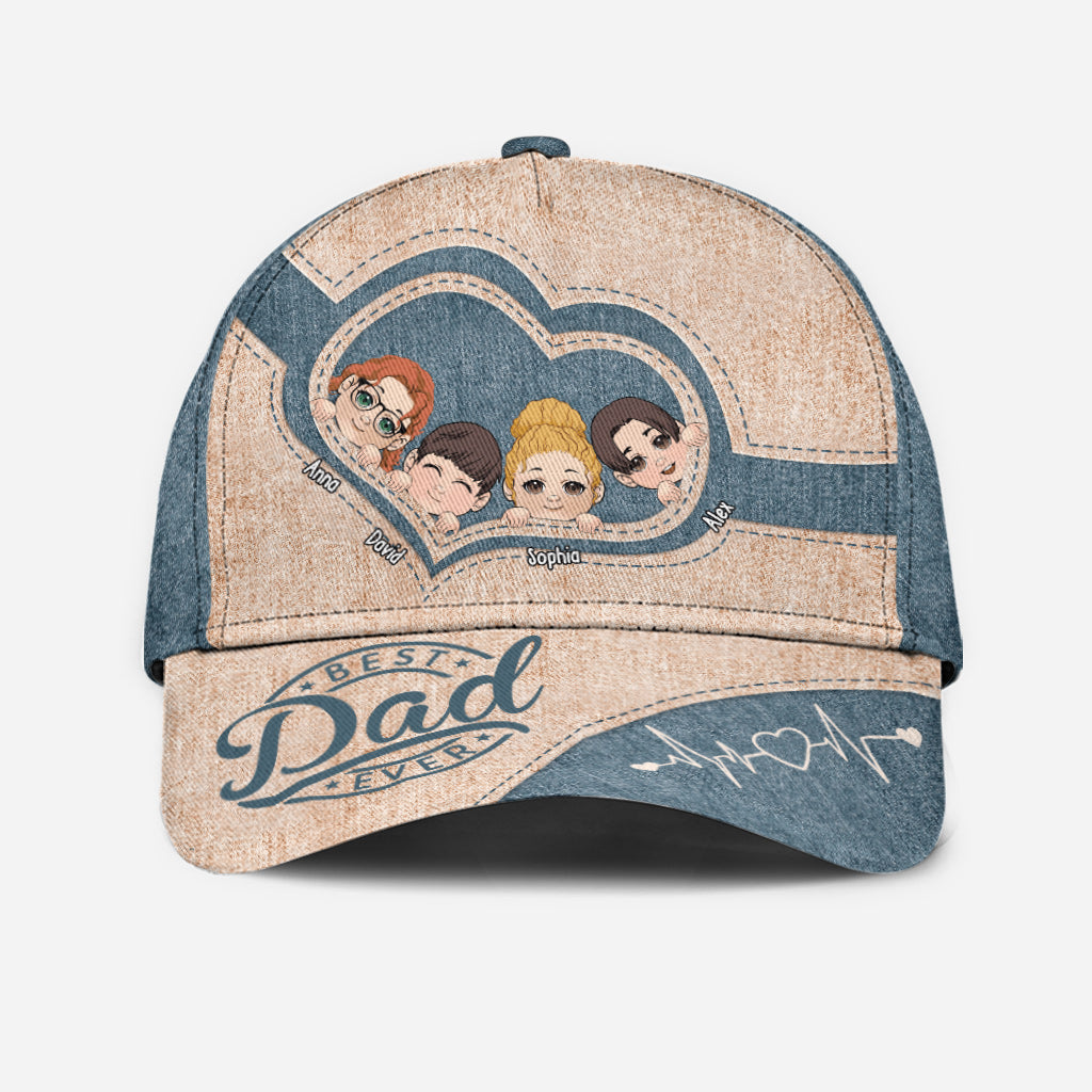 Dad's Heart Best Dad Ever - Personalized Father Classic Cap