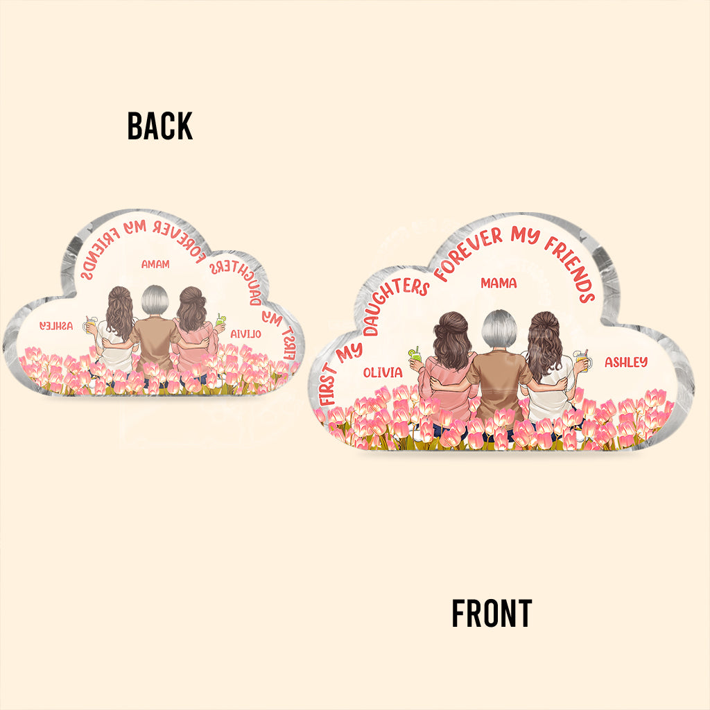 Wunderschöne Tulpen-Gedenktafel für Mutter und Tochter – personalisierte Acryl-Gedenktafel in individueller Form für die Mutter
