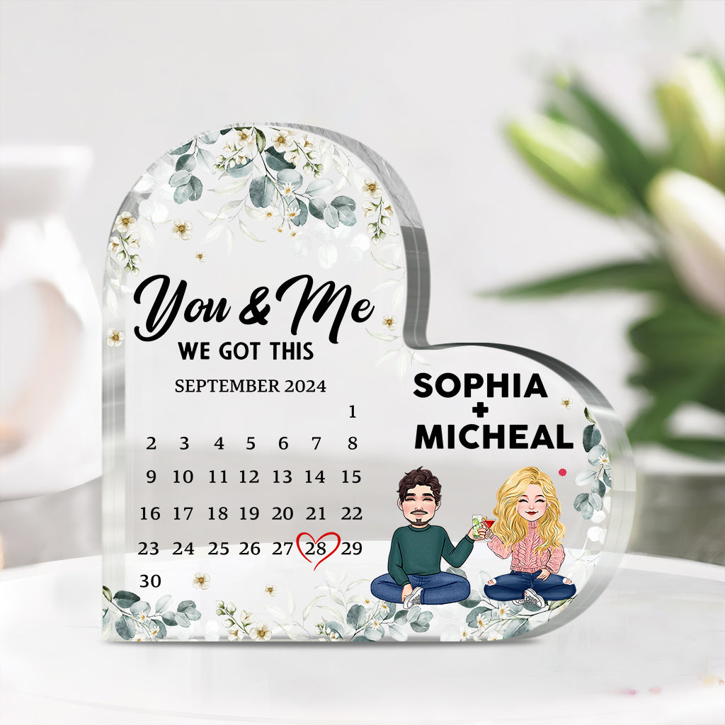 Du und ich, wir schaffen das – Personalisierte Acrylplakette in individueller Form für Paare