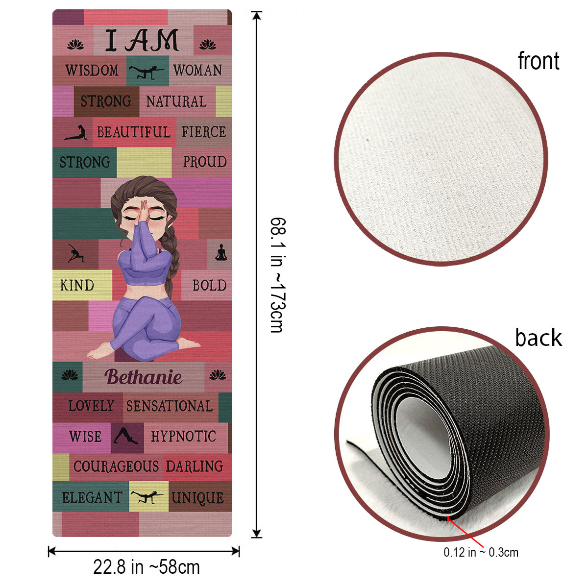 Yoga Girl I Am Bold Pink - Personalisierte Yogamatte