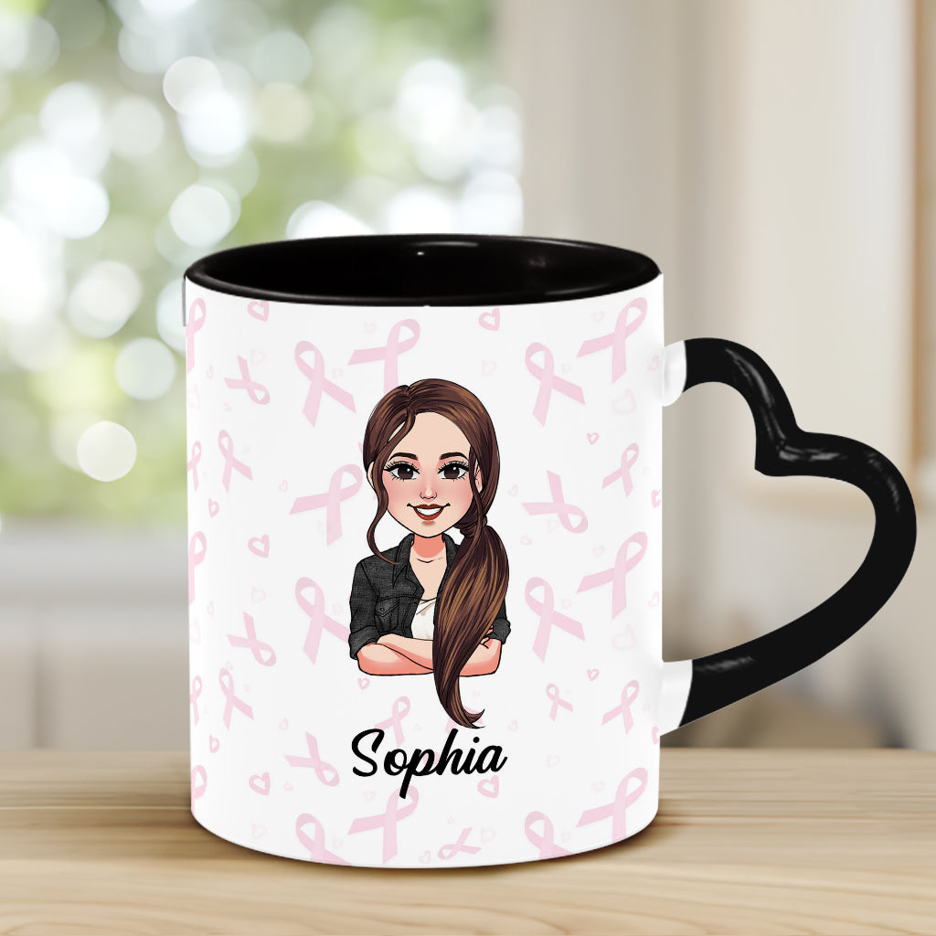 Lieber Krebs, du hast dir die Falsche ausgesucht – Personalisierte Tasse mit Herzgriff zur Brustkrebsvorsorge