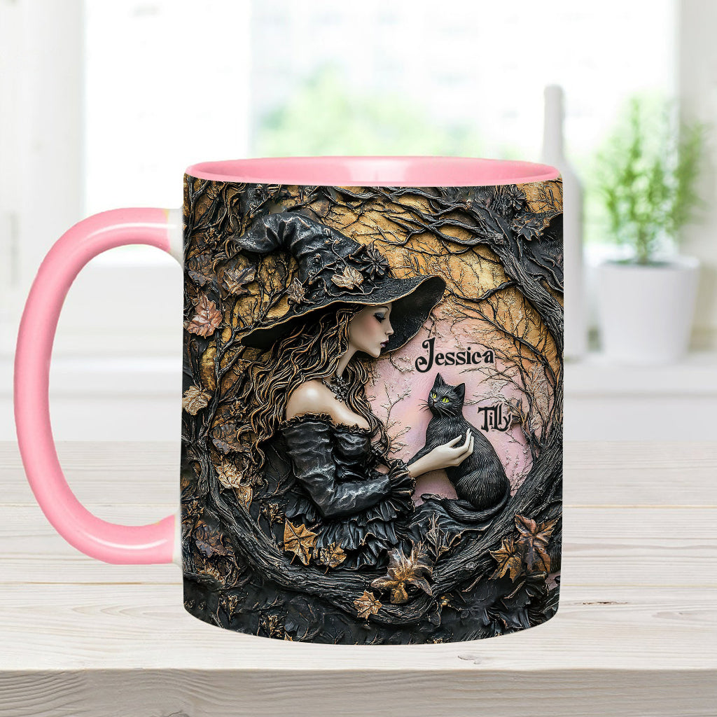 Eine Hexe und ihre schwarze Katze – Eine wunderschöne Sache – Personalisierte Tasse mit Hexenmotiv
