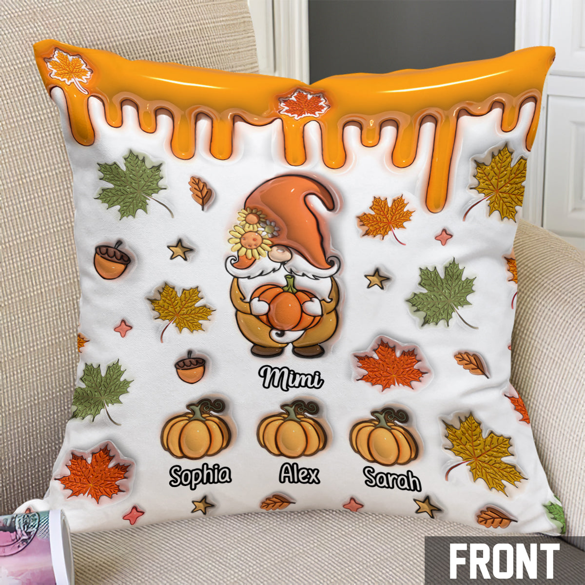 Grandma's Little Pumpkins - Personalized Grandma Throw Pillow