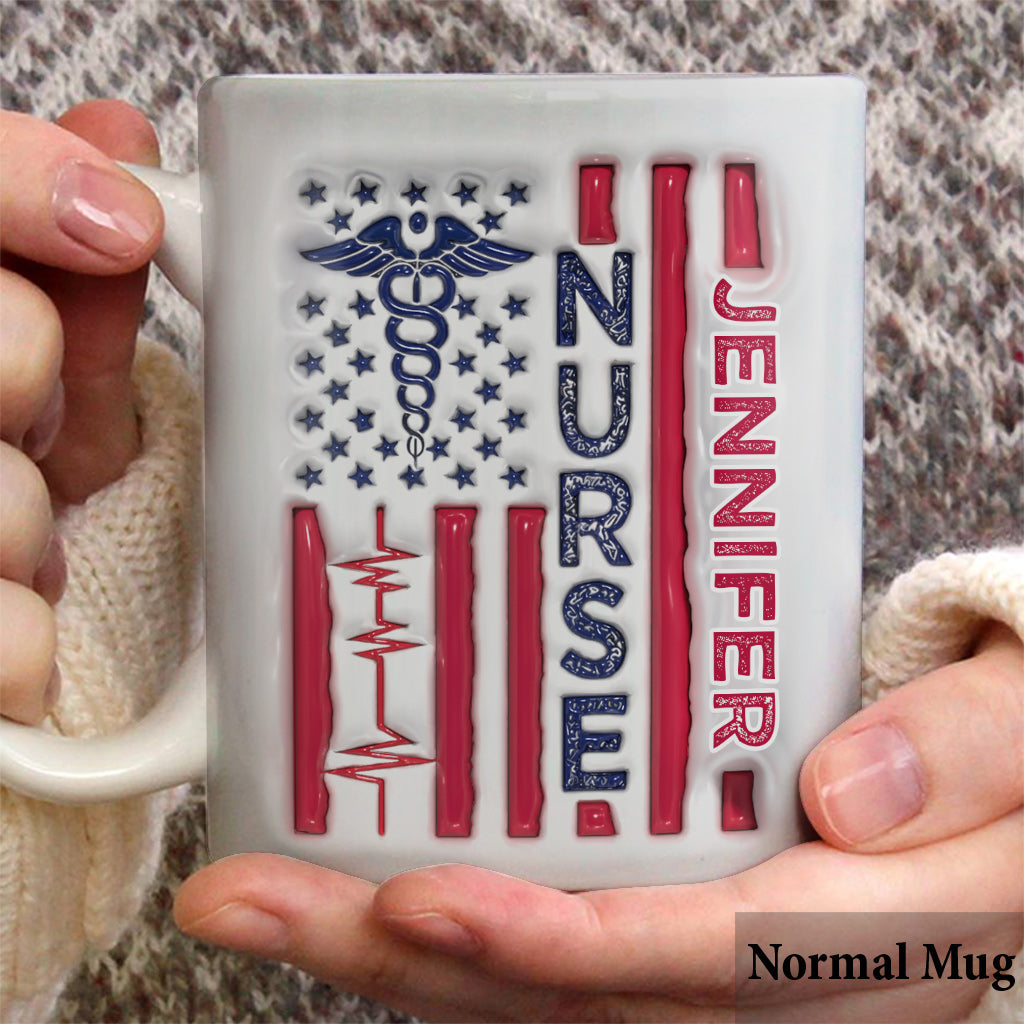 Krankenschwester-Tasse zum patriotischen 4. Juli – Personalisierte Tasse für Krankenschwestern