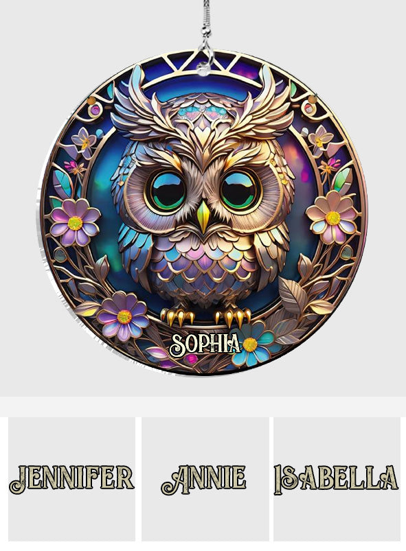 Colorful Owl - Personalized Owl Car Ornament