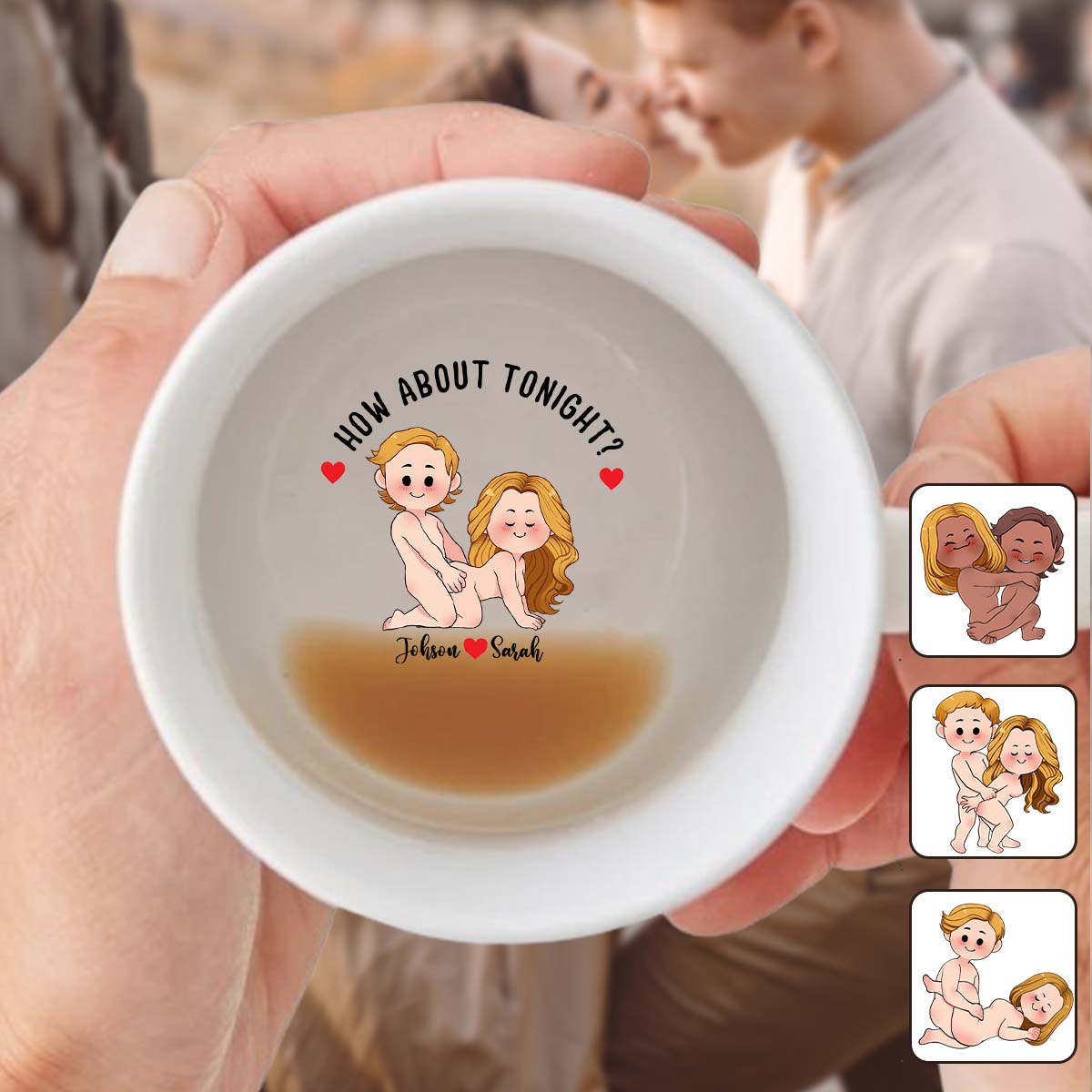 Wie wär's mit heute Abend? - Personalisierte Tasse für Paare mit versteckter Botschaft