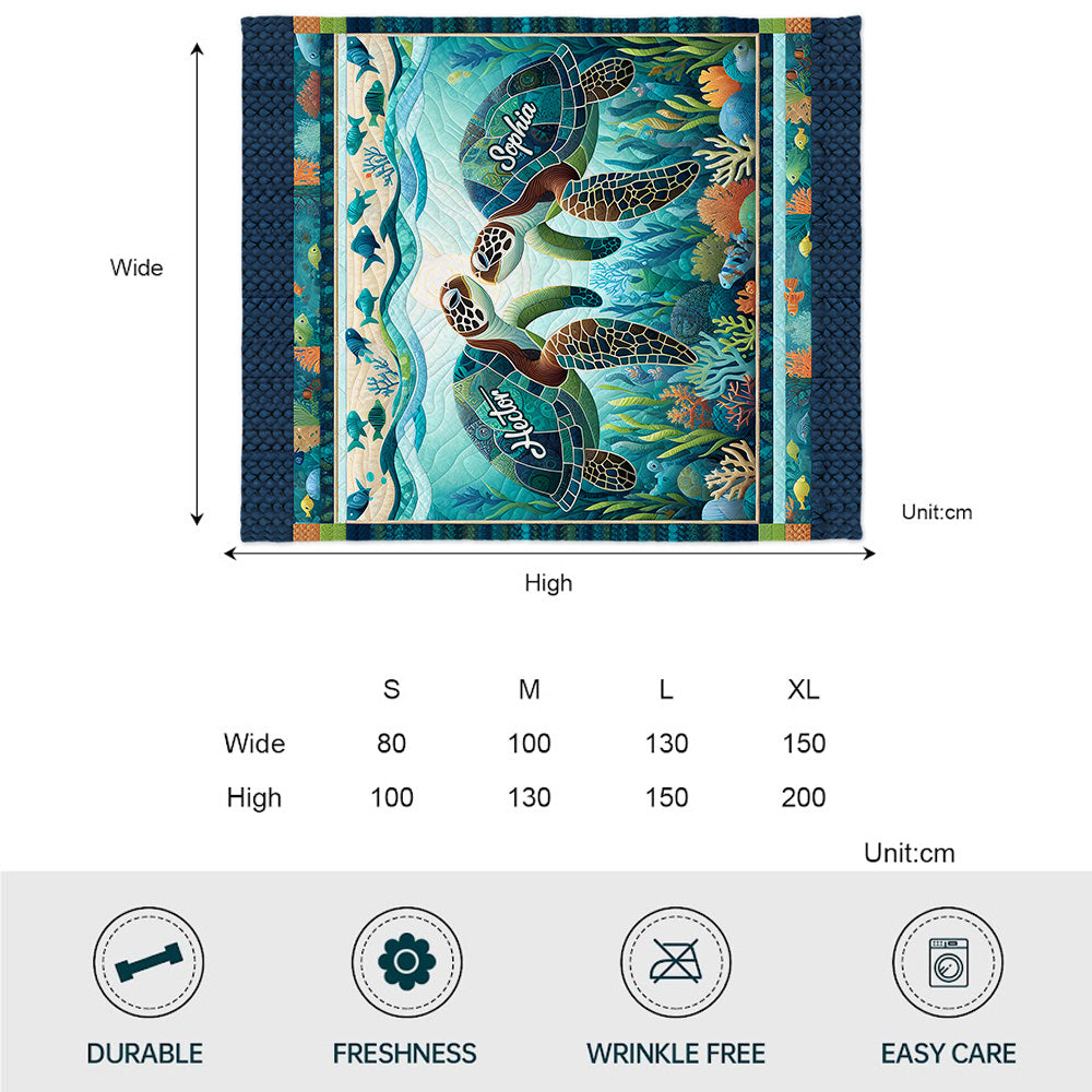 Du & Ich und das Meer – Personalisierte Schildkrötendecke