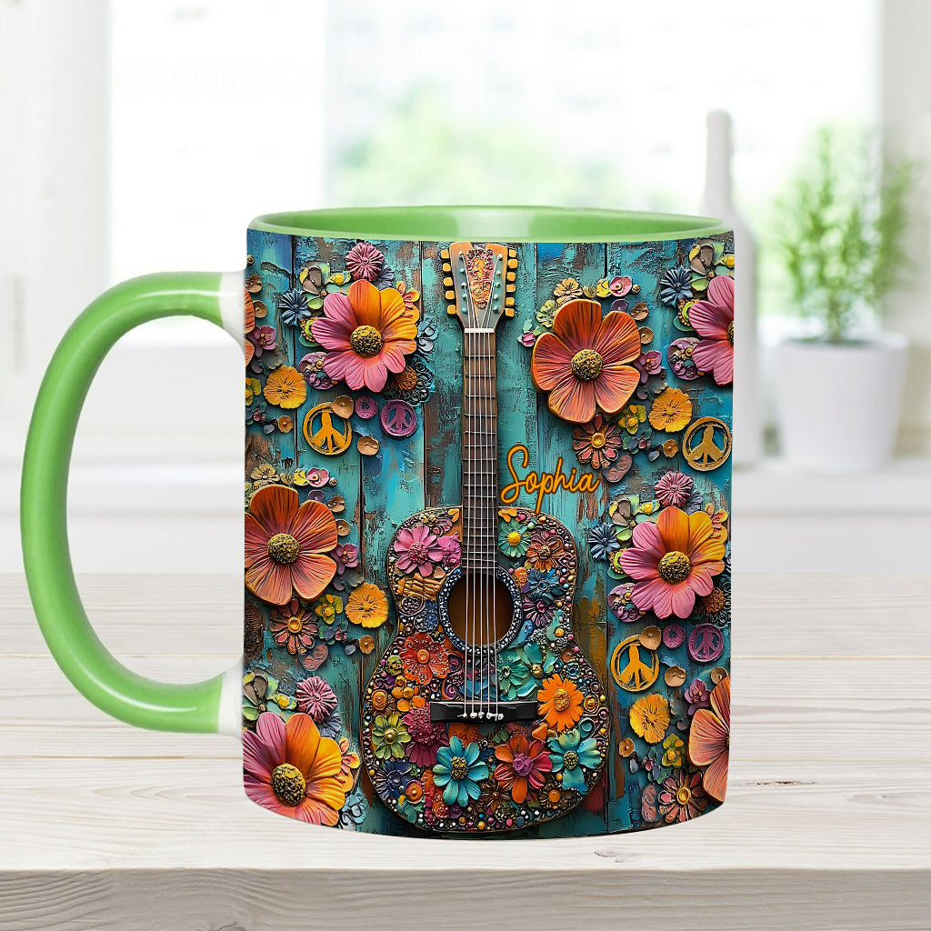 Vintage-Hippie-Gitarre – Personalisierter Hippie-Akzentbecher