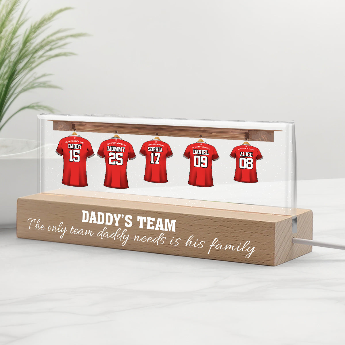 Papas Team – Personalisierte LED-Nachtleuchte mit Fußballmotiv