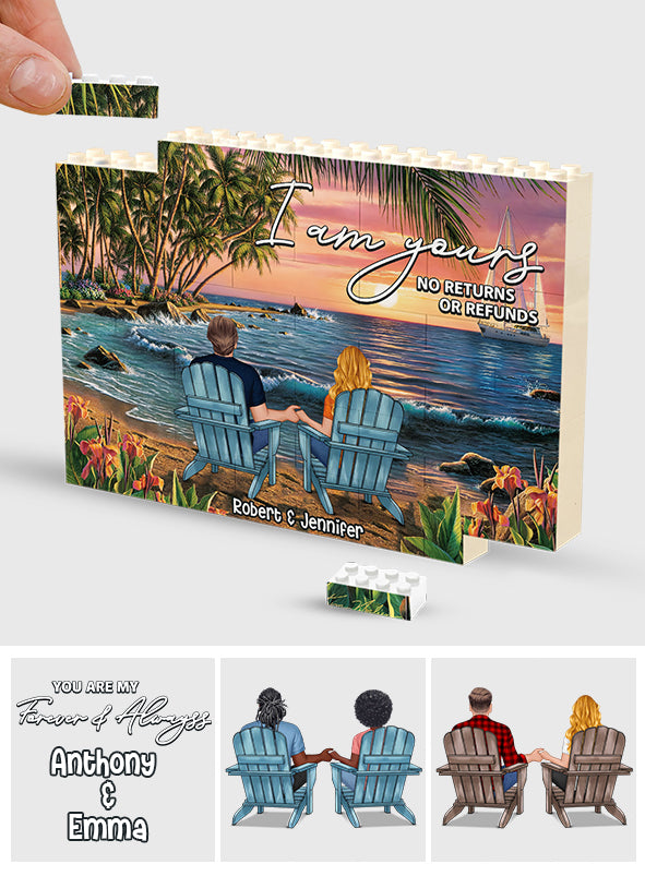 Paar-Strandlandschaft in tropischer Form - Personalisierte einseitige horizontale rechteckige Bausteine ​​für Paare