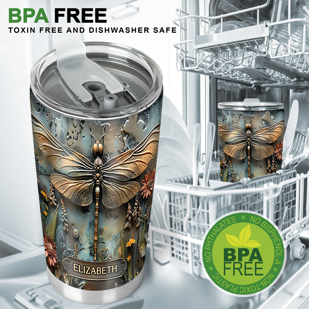 Stunning Dragonfly - Personalized Dragonfly Tumbler