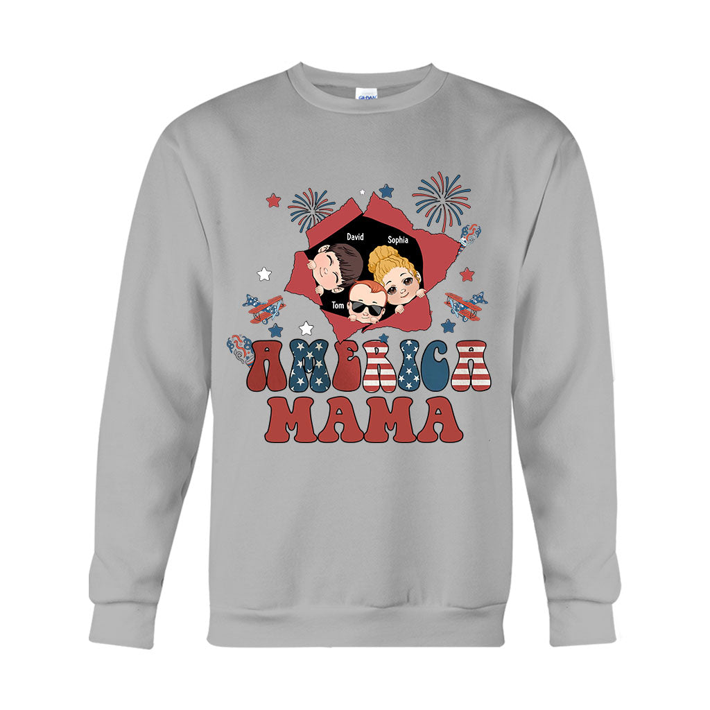 Amerikanische Mama – Beliebiger Titel, Vintage-Retro-Stil – Personalisiertes Mutter-T-Shirt und Hoodie