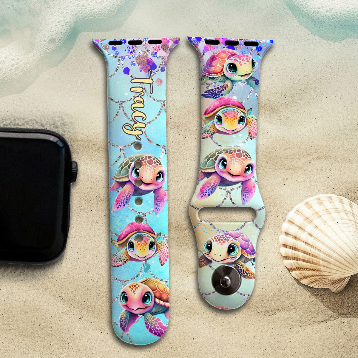 Niedliche Schildkröten – Personalisiertes Schildkröten-Armband für Apple Watch