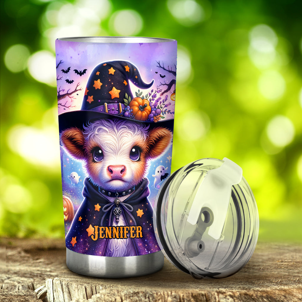 Baby Highland Cow Witch Halloween - Personalized Tumbler