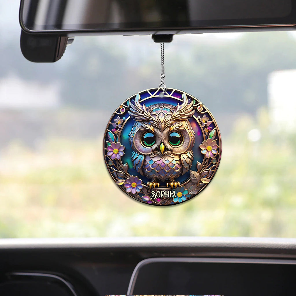 Colorful Owl - Personalized Owl Car Ornament
