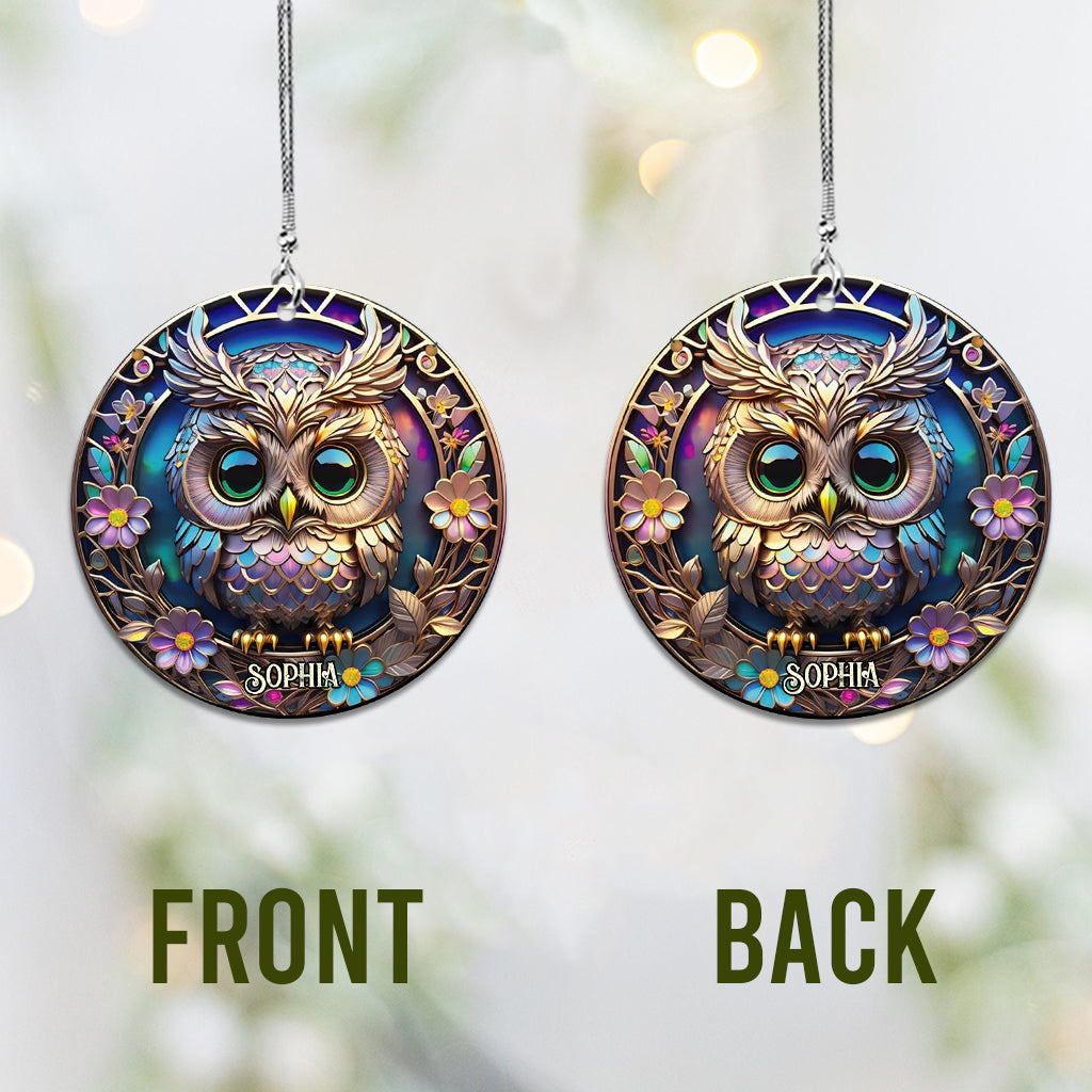 Colorful Owl - Personalized Owl Car Ornament