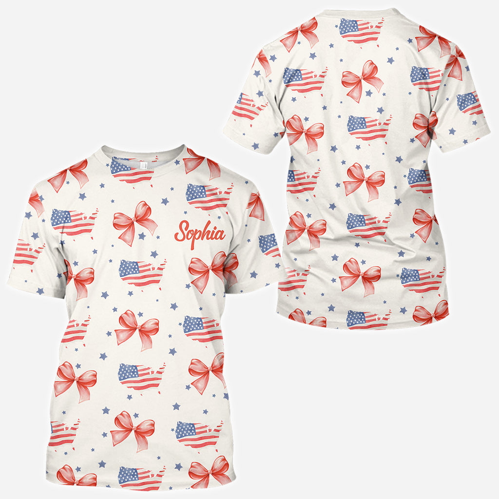 Coquette American Girl - Personalized Independence Day/ 4th of July All Over Shirt