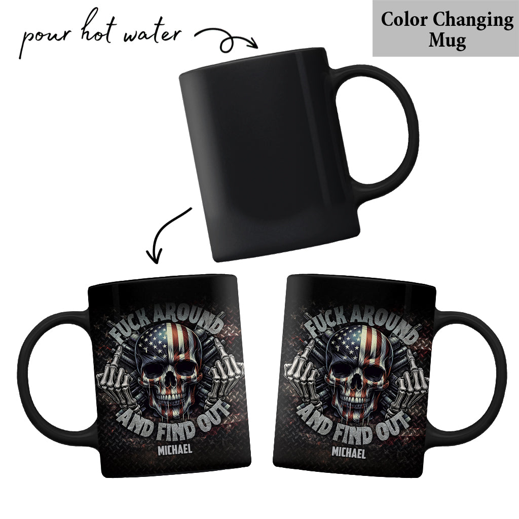 Amerikanische Flagge Skelett - Personalisierte Totenkopf-Tasse