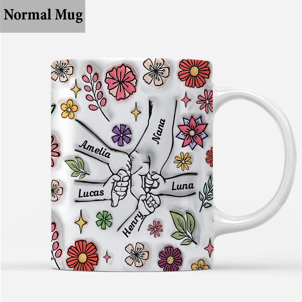 Frühlingsblumen-Hand-Haltung Oma Mama - Personalisierte Oma-Tasse