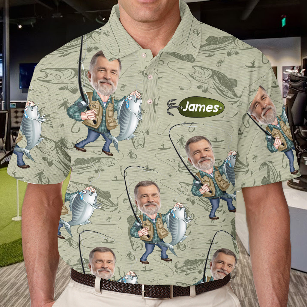 Geschenk für Angler-Papa, Ehemann, Onkel... - Personalisiertes Angel-Poloshirt