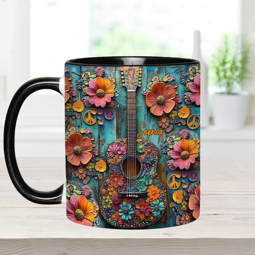 Vintage-Hippie-Gitarre – Personalisierter Hippie-Akzentbecher